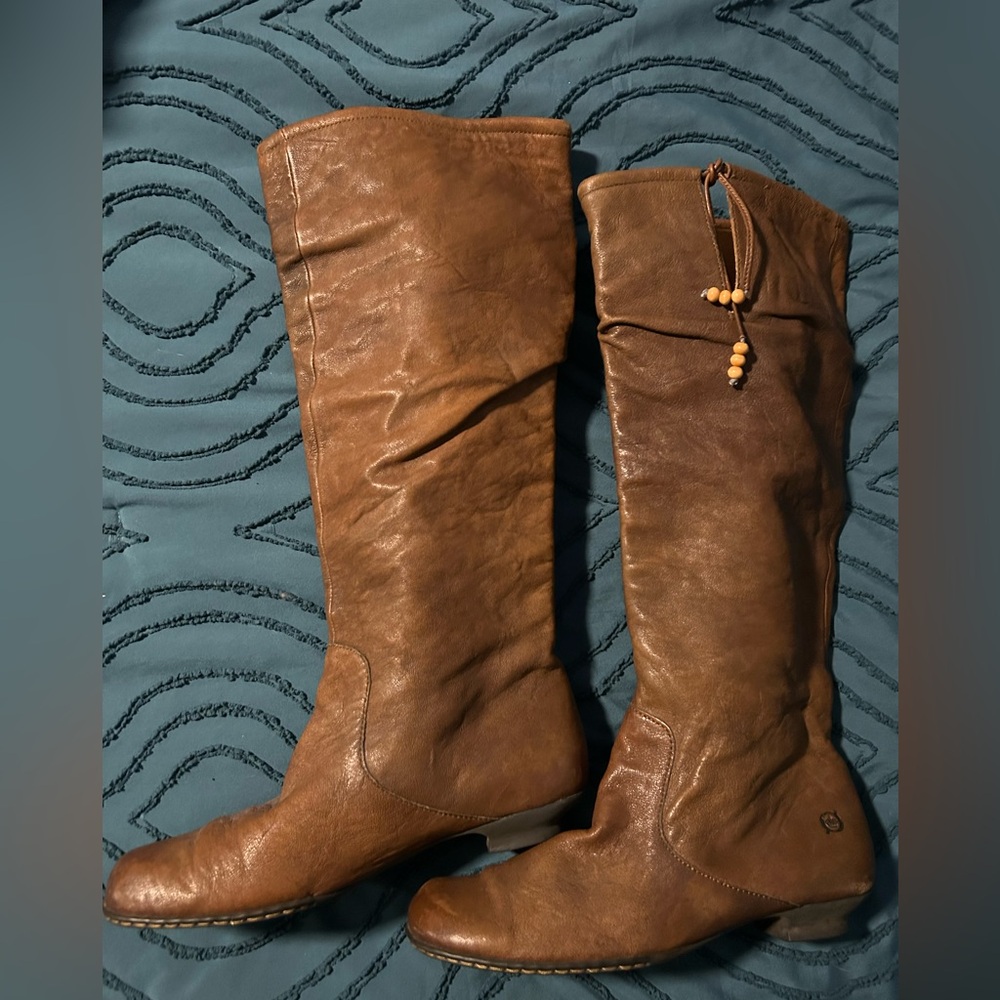 Born Brown Leather Knee-High “slouchy” Boots